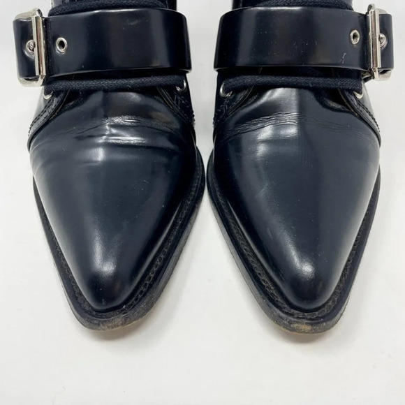 CHLOE Rylee Glossed Leather Ankle Boots Cut Out Black Size 37/7 - Picture 6 of 13